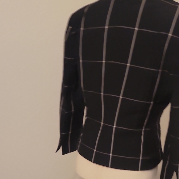 Armani Collezioni Black Blazer with White Grid Pattern - Picture 4 of 4